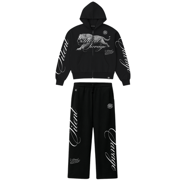 Leopard Midweight Zip Hoodie Set