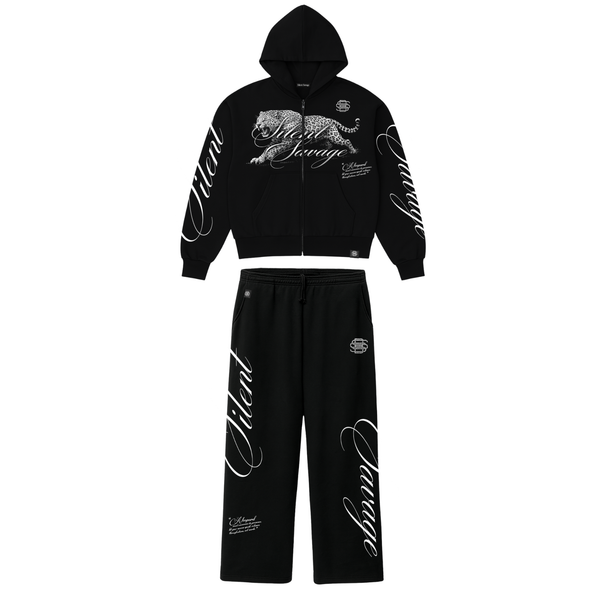 Leopard Midweight Zip Hoodie Set