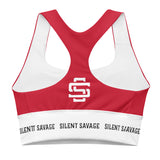 Silent Savage X Hannah - Longline sports bra (red/wht)