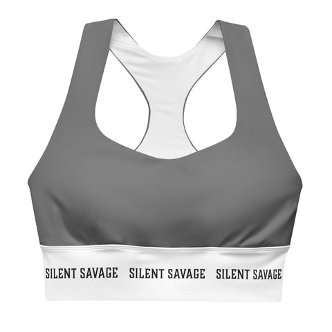 Silent Savage X Hannah - Longline sports bra (gray/wht)