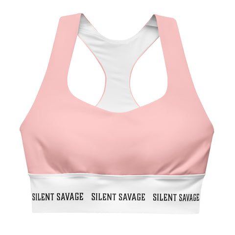 Silent Savage X Hannah - Longline sports bra (pink/wht)