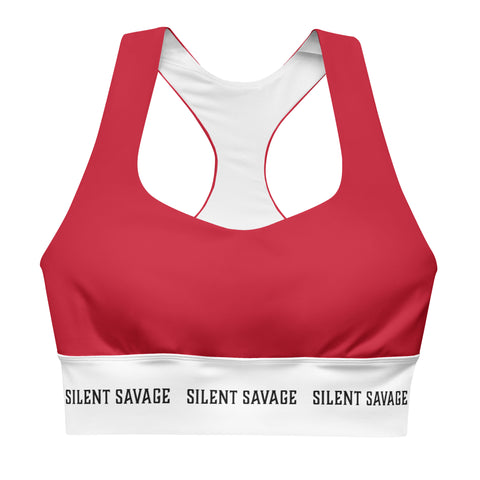 Silent Savage X Hannah - Longline sports bra (red/wht)