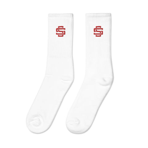 Silent Savage Brand - Logo socks (wht/red)