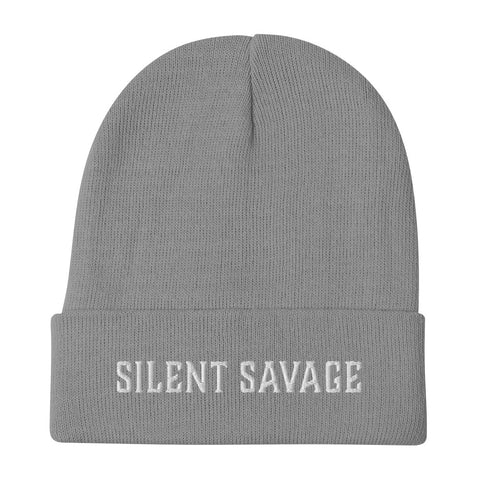 Silent Savage Brand  - Embroidered Beanie (gry/wht)