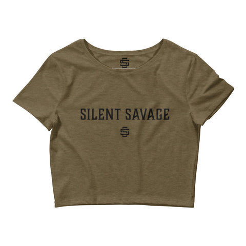 Silent Savage Brand - Signature logo women's crop tee (Olive Green)