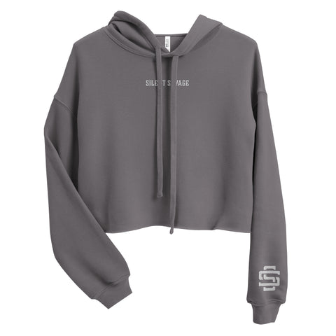 Silent Savage Brand - Women's crop hoodie with back logo (grey)