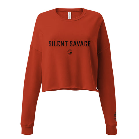 Silent Savage Brand - Signature logo women's crop sweatshirt (Brick Red)