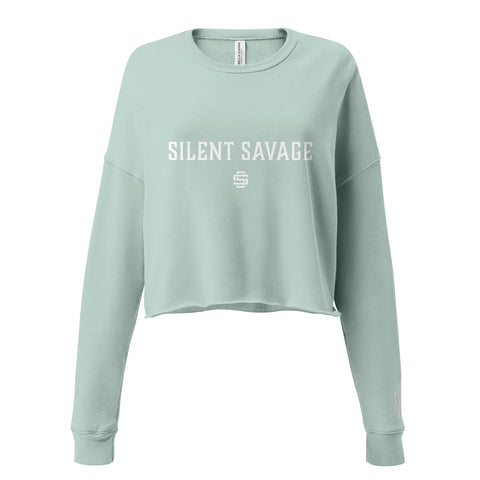 Silent Savage Brand - Signature logo women's crop sweatshirt (Dusty Blue)